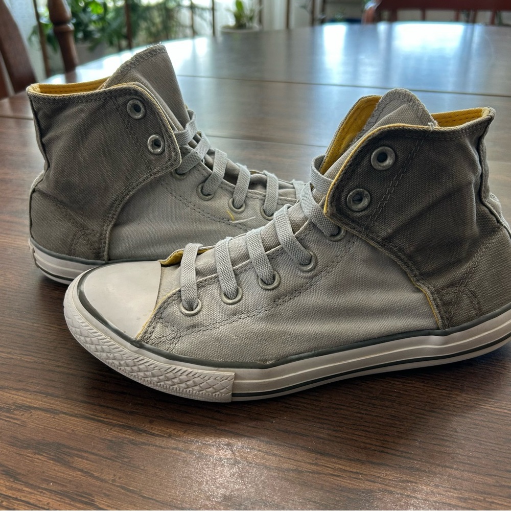 Converse‎ Gray and Yellow High-Top Sneakers Size 6.5 - Picture 5 of 16